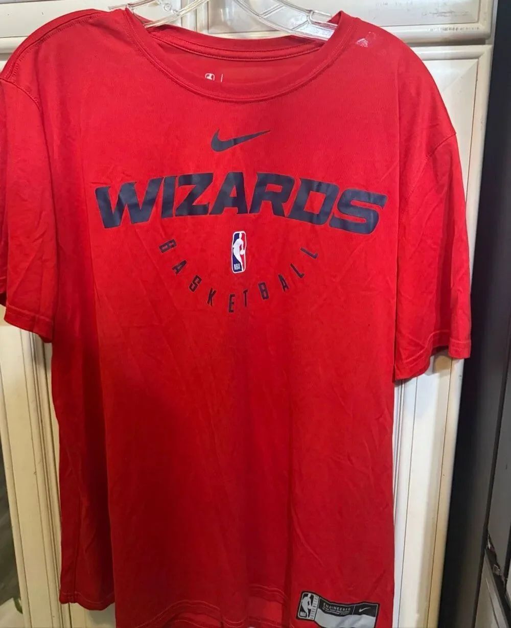 Nike Dri-Fit Mens Wizards NBA Authentics Crew Neck Jersey Stretch T-shirt Red XL